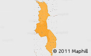 Political Shades Simple Map of Malawi, single color outside, borders and labels