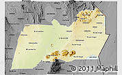 Physical 3D Map of Machinga, darken, desaturated