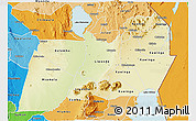 Physical 3D Map of Machinga, political shades outside