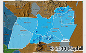 Political Shades 3D Map of Machinga, darken