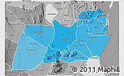 Political Shades 3D Map of Machinga, desaturated