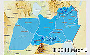 Political Shades 3D Map of Machinga, physical outside