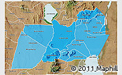 Political Shades 3D Map of Machinga, satellite outside