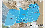Political Shades 3D Map of Machinga, semi-desaturated
