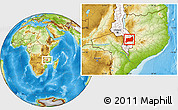Physical Location Map of Machinga, highlighted country