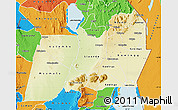 Physical Map of Machinga, political outside