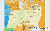 Physical Map of Machinga, political shades outside