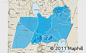 Political Shades Map of Machinga, shaded relief outside