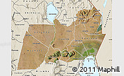 Satellite Map of Machinga, shaded relief outside