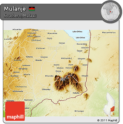 Physical 3D Map of Mulanje