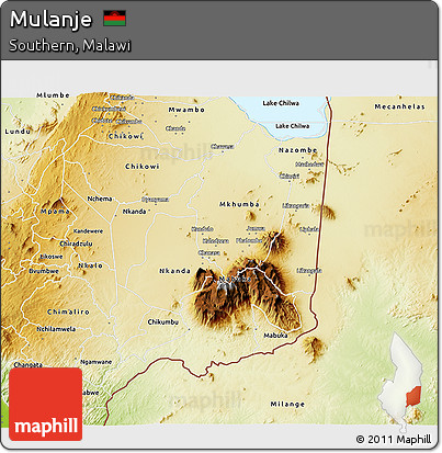 Physical 3D Map of Mulanje