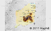 Physical 3D Map of Mulanje, lighten, desaturated