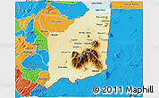 Physical 3D Map of Mulanje, political outside