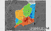 Political 3D Map of Mulanje, darken, desaturated