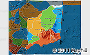 Political 3D Map of Mulanje, darken