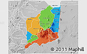 Political 3D Map of Mulanje, lighten, desaturated