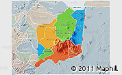 Political 3D Map of Mulanje, lighten, semi-desaturated