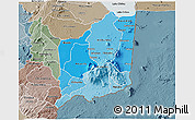 Political Shades 3D Map of Mulanje, semi-desaturated