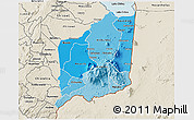Political Shades 3D Map of Mulanje, shaded relief outside