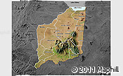 Satellite 3D Map of Mulanje, darken, desaturated