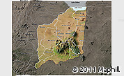 Satellite 3D Map of Mulanje, darken, semi-desaturated