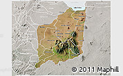 Satellite 3D Map of Mulanje, lighten, semi-desaturated
