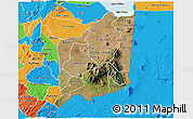 Satellite 3D Map of Mulanje, political outside