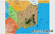 Satellite 3D Map of Mulanje, political shades outside