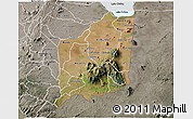 Satellite 3D Map of Mulanje, semi-desaturated