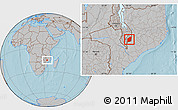 Gray Location Map of Mulanje, hill shading