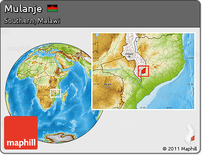 Physical Location Map of Mulanje, highlighted country