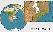 Satellite Location Map of Mulanje, highlighted country