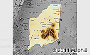 Physical Map of Mulanje, darken, desaturated