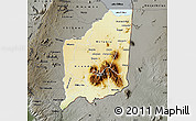 Physical Map of Mulanje, darken, semi-desaturated