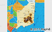 Physical Map of Mulanje, political outside