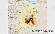 Physical Map of Mulanje, shaded relief outside