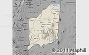 Shaded Relief Map of Mulanje, darken, desaturated