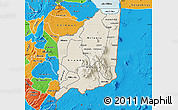 Shaded Relief Map of Mulanje, political outside