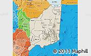 Shaded Relief Map of Mulanje, political shades outside