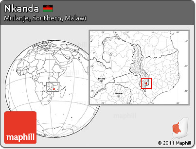 Blank Location Map of Nkanda, within the entire country