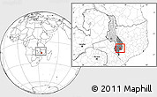 Blank Location Map of Nkanda, highlighted country, highlighted grandparent region, within the entire country
