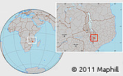 Gray Location Map of Nkanda, within the entire country