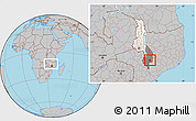 Gray Location Map of Nkanda, highlighted country, highlighted grandparent region, within the entire country