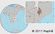 Gray Location Map of Nkanda, highlighted country, highlighted grandparent region