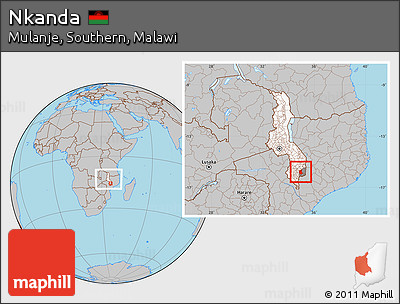 Gray Location Map of Nkanda, highlighted country, highlighted parent region, within the entire country