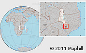 Gray Location Map of Nkanda, highlighted country, highlighted parent region, within the entire country