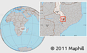 Gray Location Map of Nkanda, highlighted country, highlighted parent region