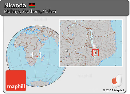 Gray Location Map of Nkanda, highlighted parent region, highlighted grandparent region, within the entire country