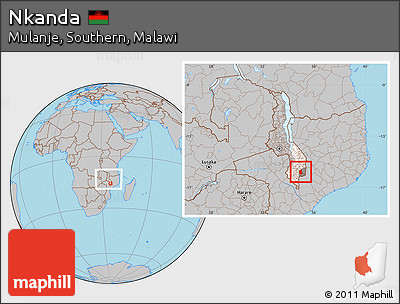 Gray Location Map of Nkanda, highlighted parent region, highlighted grandparent region, within the entire country