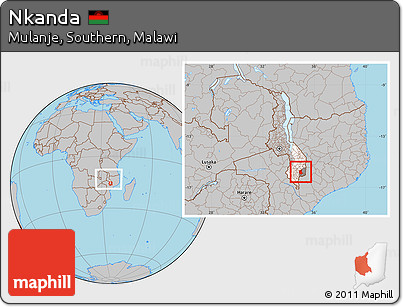 Gray Location Map of Nkanda, highlighted parent region, highlighted grandparent region, within the entire country